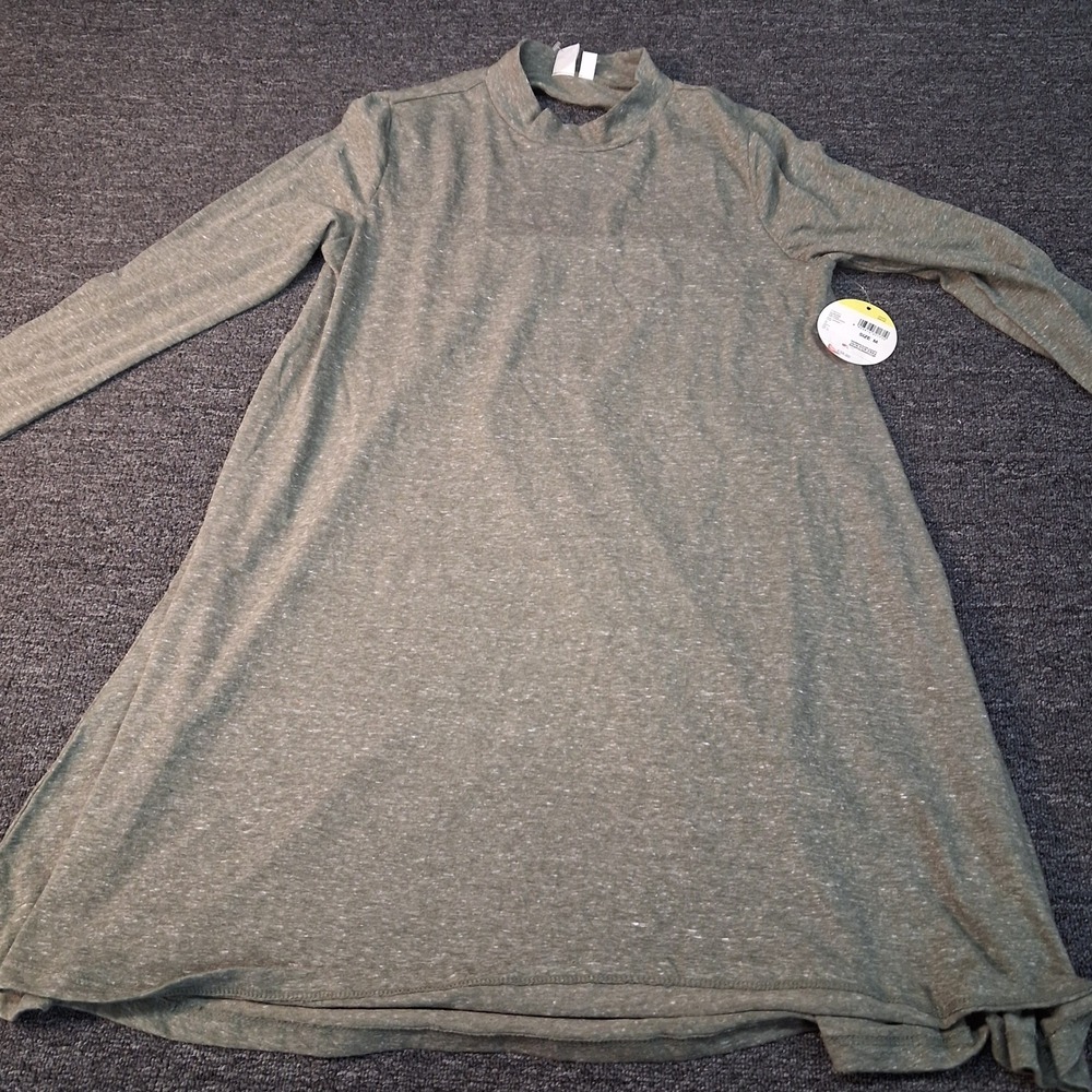 Bongo Tent Dress Juniors M Deep Lichen Green Open Back Long Sleeve NEW